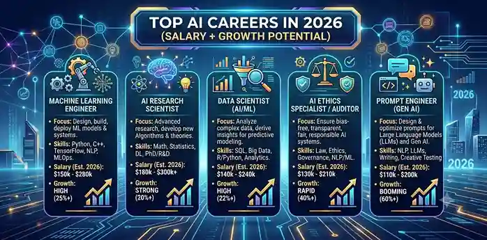Top AI Careers in 2026 (Salary + Growth Potential)